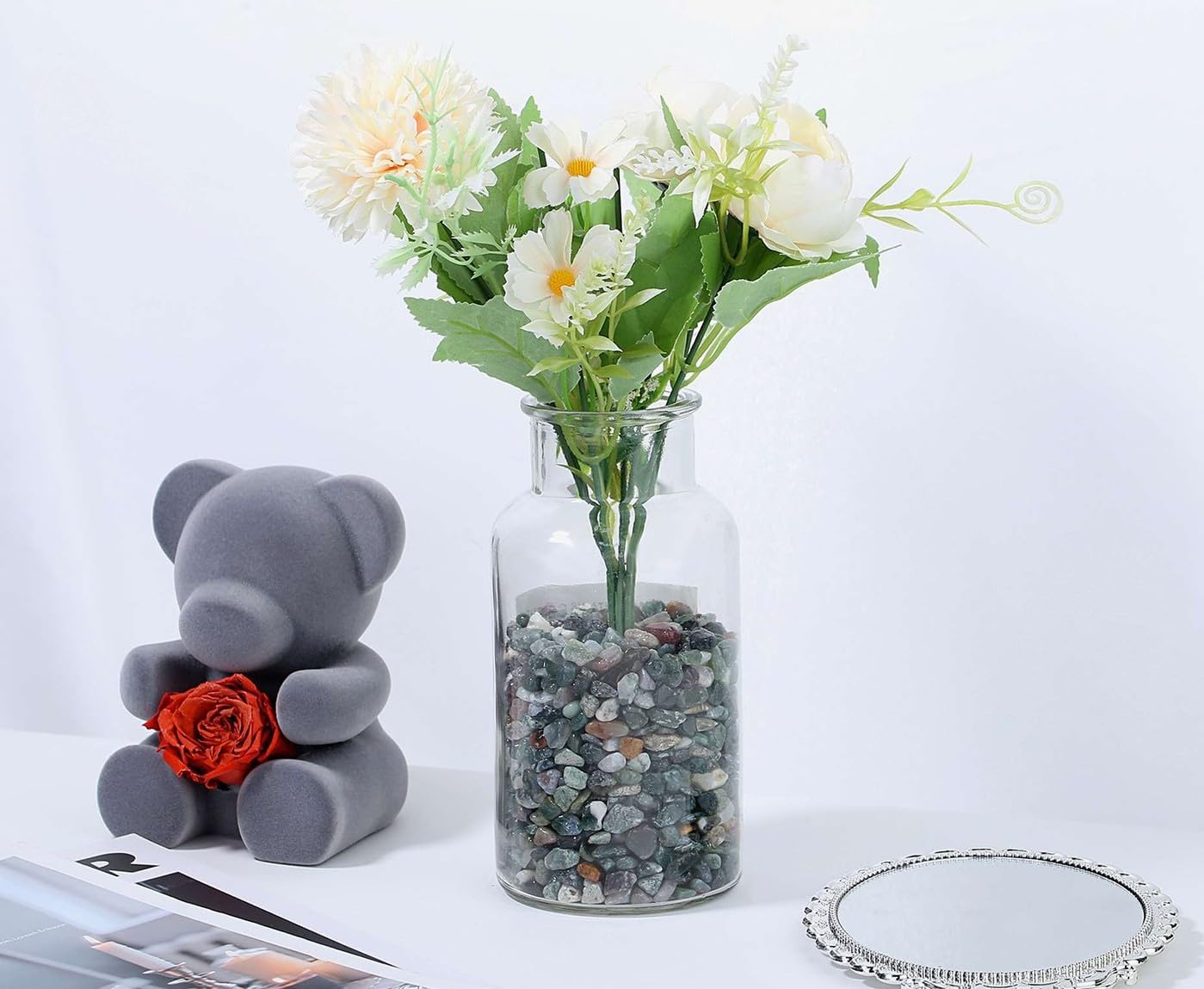 LAIDANLA Aquatic Agate 1lb Crystal Polished Tumbled Stones Irregular Shaped Crystal Chips Bulk Natural Gemstone Aquarium Gravel Rocks Vase Filler Fish Tank Gravel Home Decoration