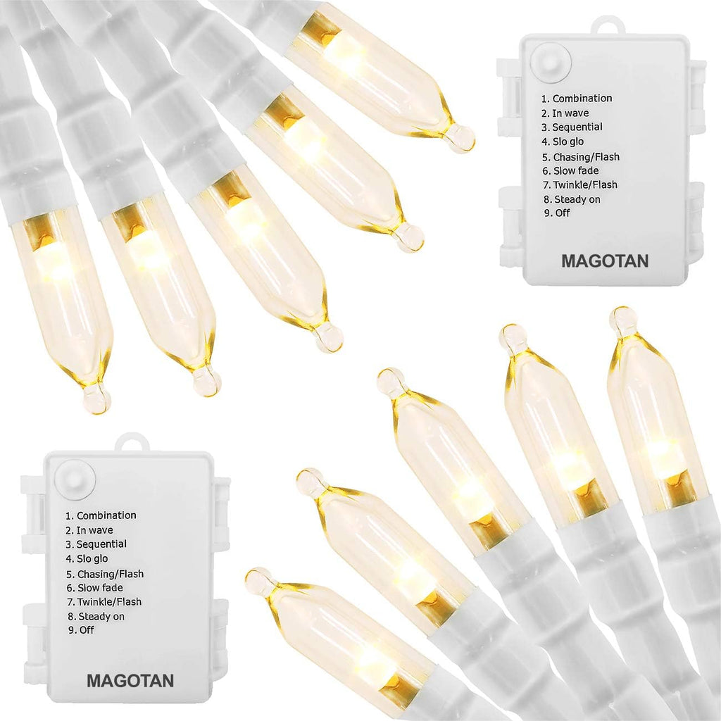 Battery Operated Christmas Lights - 16ft 50 LED String Lights with Timer, Waterproof, Warm White, 2 Pack for Indoor/Outdoor Wedding Party, Home, Garden