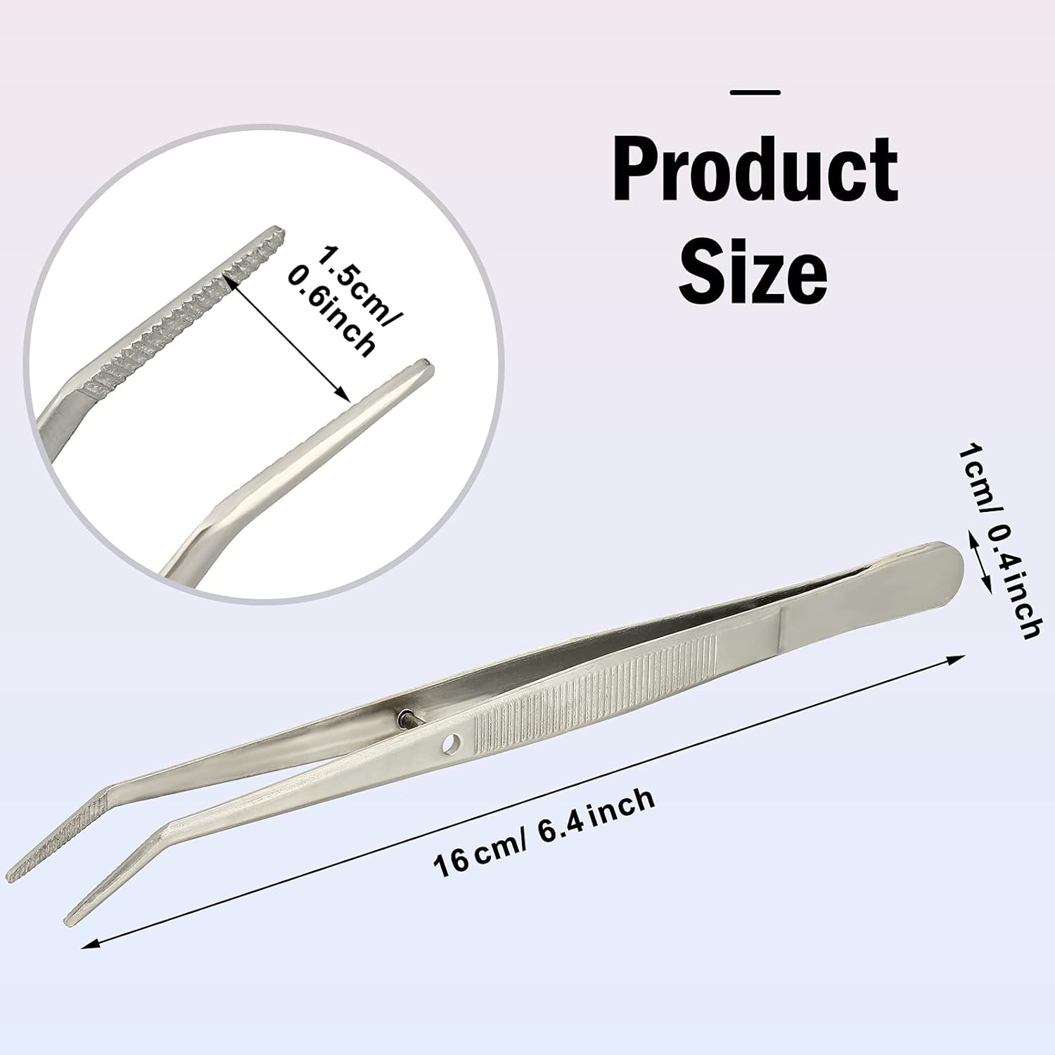 Honoson 10 Pcs Stainless Steel Tweezers for Crafting with Curved Serrated Tip Multipurpose Forceps Sewing Machine Tweezers Bulk (Silver)