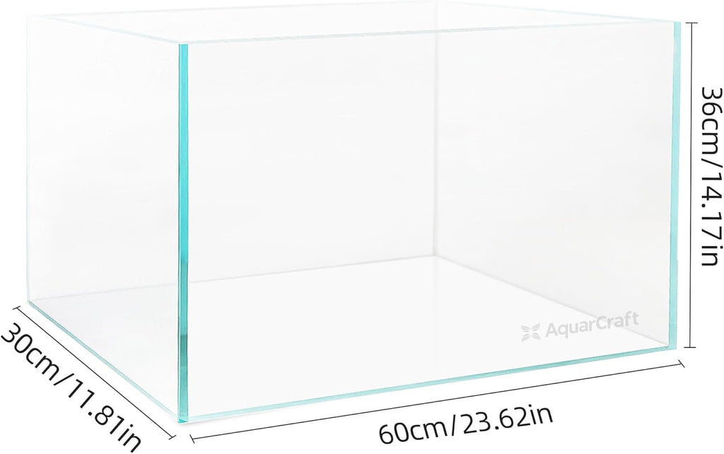 Ultra Clear Glass Fish Tank, 16 Gallon，6mm Thickened Rimless Aquarium Tank Low Iron, Large Big Aquarium 23.6in x11.8 in x14.2in