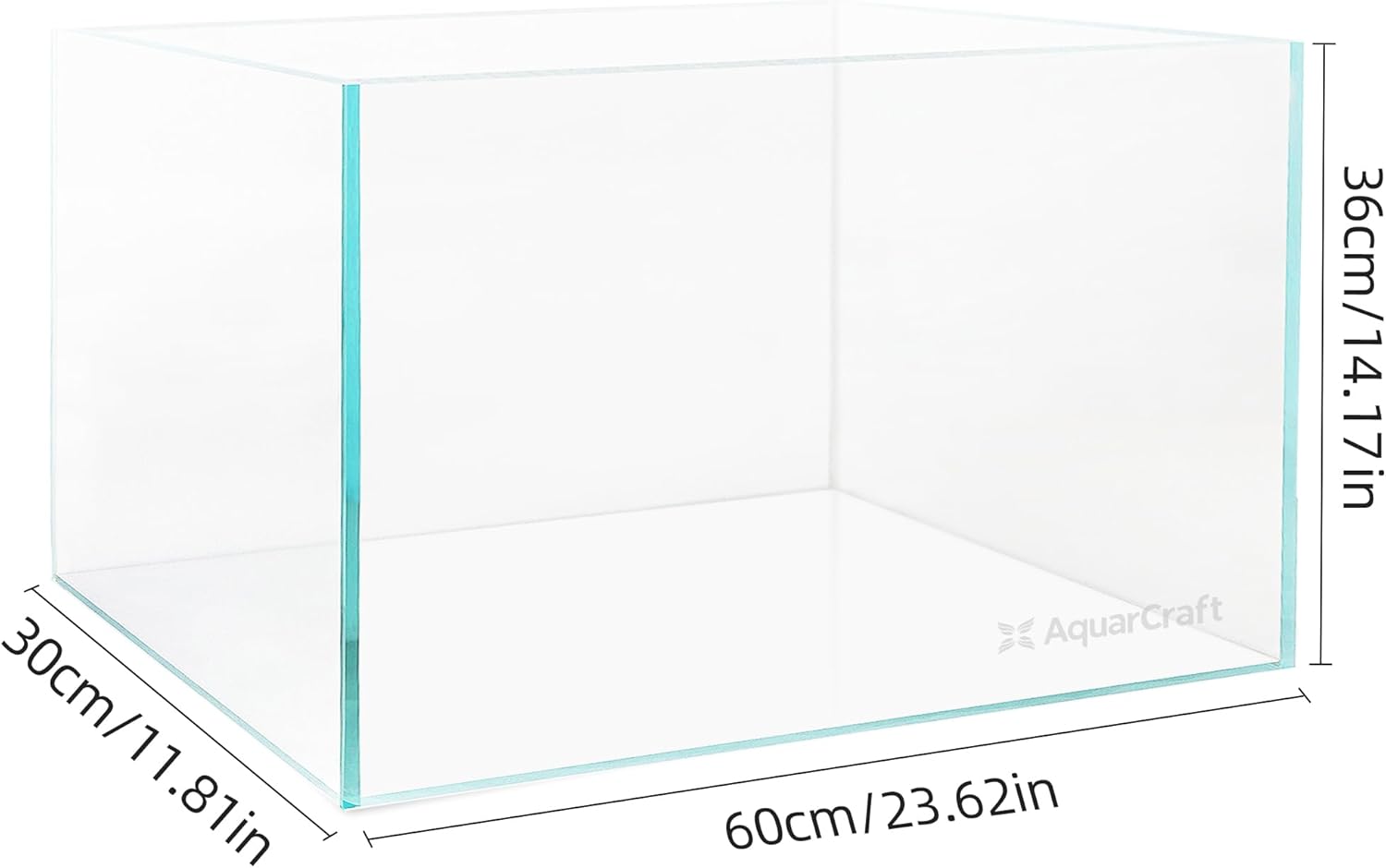 Ultra Clear Glass Fish Tank, 16 Gallon，6mm Thickened Rimless Aquarium Tank Low Iron, Large Big Aquarium 23.6in x11.8 in x14.2in