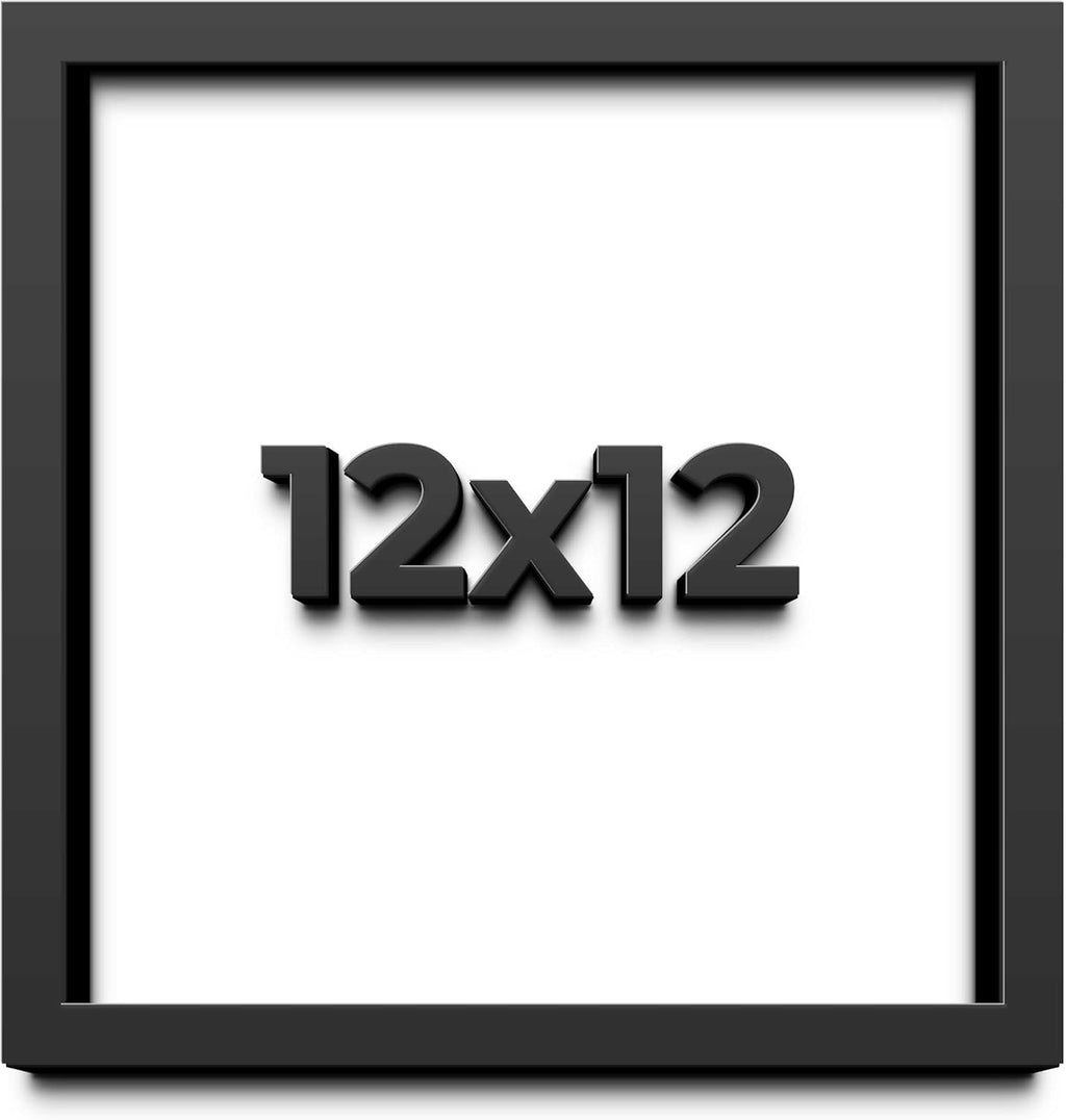 12x12 Shadow Box Frame Black | 1 Inch Deep Solid Wood Shadowbox Display Frame | UV Resistant Acrylic Plexiglass, Acid Free Backing, and Hanging Hardware | Dugan Picture Frame Style