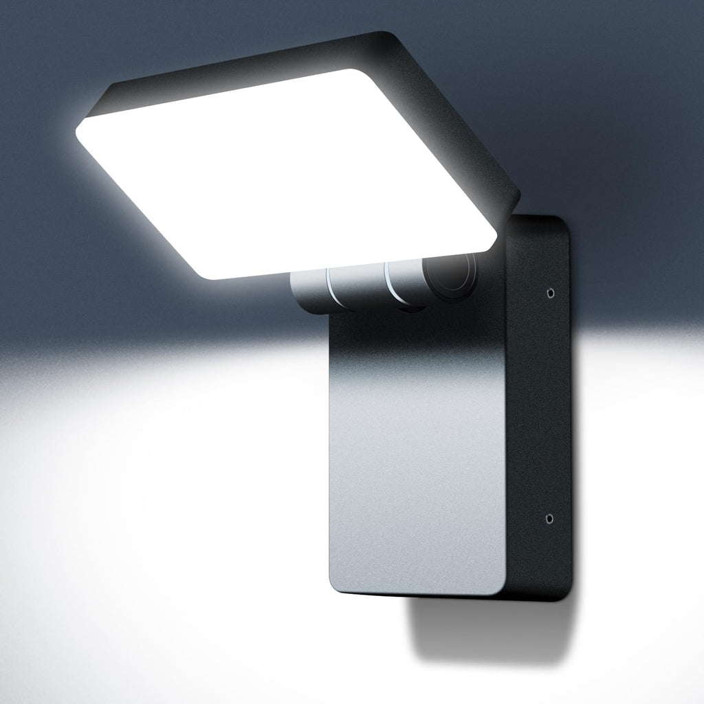 ledmo Modern LED Wall Light, 40W 3000LM 5000K Outdoor Wallpack with 360° Rotate and 180° Fold Head Sconce Exterior Flood Lights Switch Control IP65 Waterproof for Safety Wall Mount Lighting