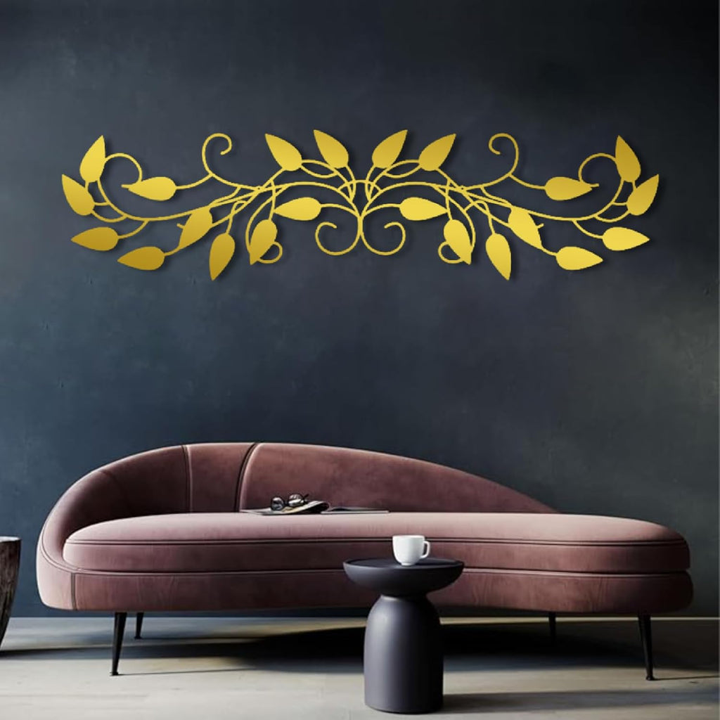 Metal Wall Art, Metal Tree Leaf Wall Decor, Vine Olive Branch Leaf Metal Wall Decor, Leafy Ivy Metal Wall Art, Leaves Metal Wall Decor, Ivy Leaves Hanging Wall Art, Gift Idea (Silver, 70"x18"|180x46cm)