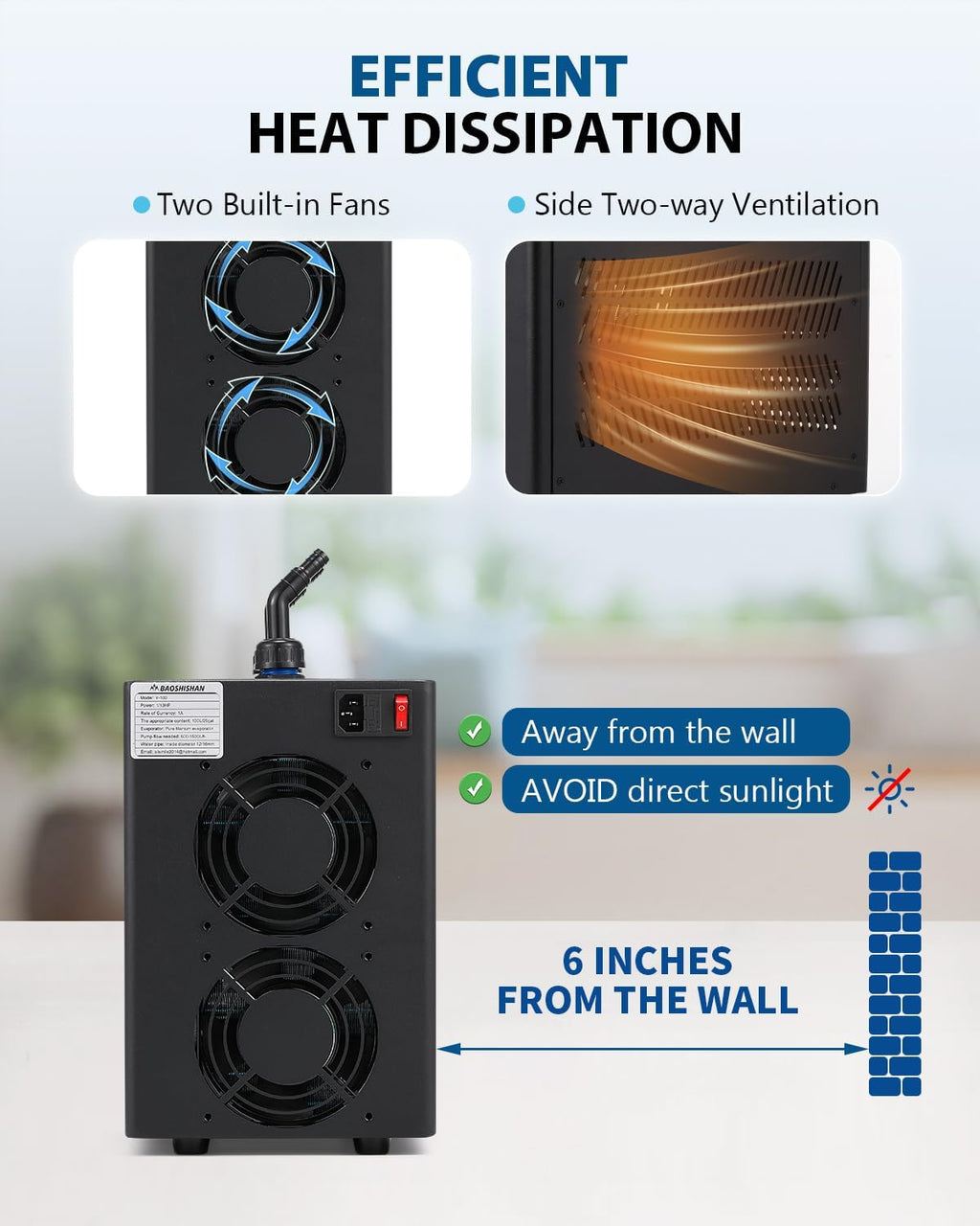 BAOSHISHAN Aquarium Chiller 26gal Aquarium Cooler 1/13 HP Water Chiller for Aquarium with Compressor Refrigeration Quiet Design Chiller for Fish Tank Axolotl