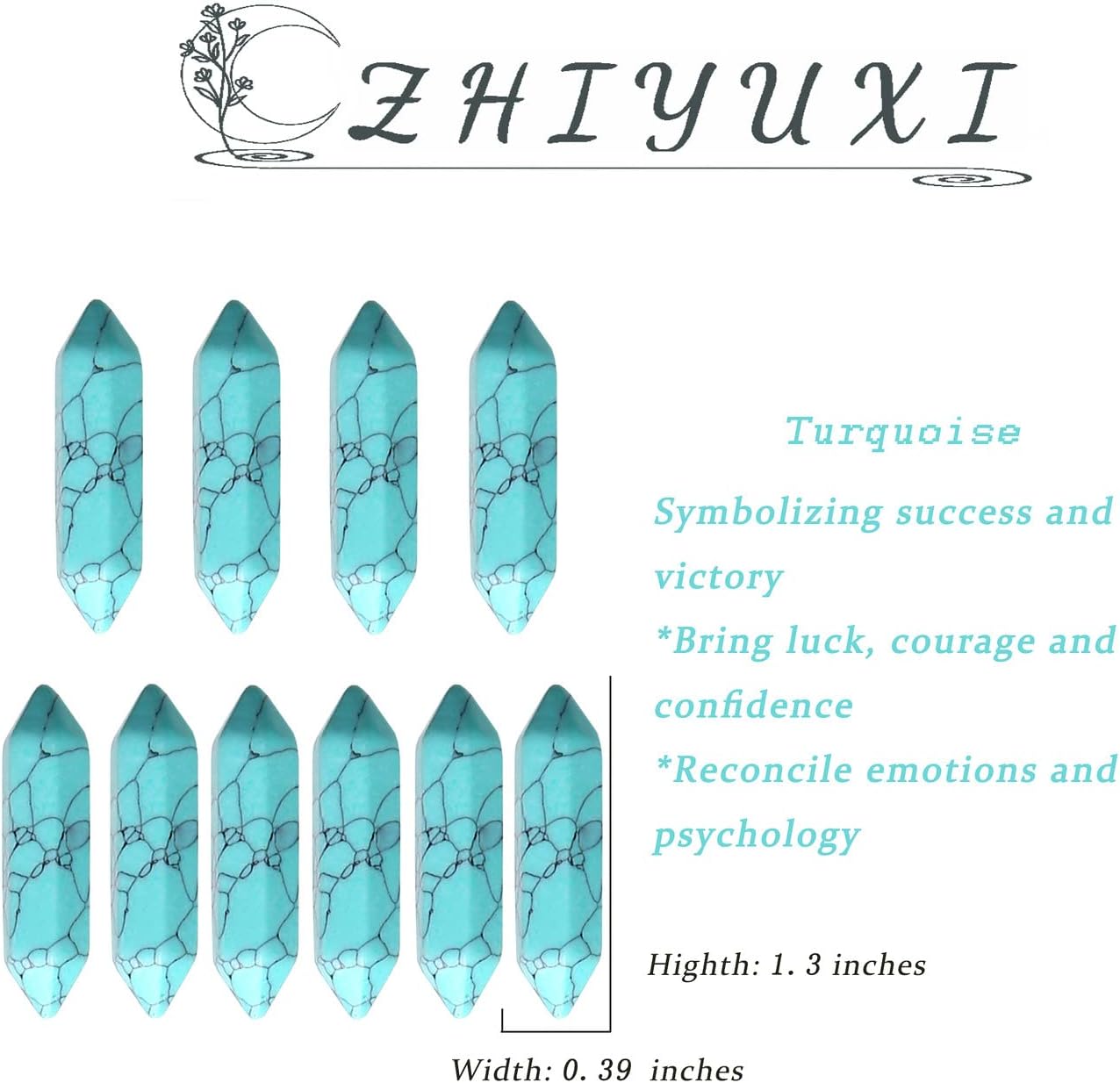 ZHIYUXI Turquoise Stone Crystals Points Bulk Healing Crystals Stones and Crystals Gemstone Tumbled Polished Energy Reiki Healing Stones Crystal Wands Decor Gifts 10 Pcs