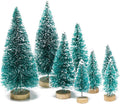 8 Pcs Artificial Mini Christmas Trees, Miniature Pine Trees Sisal Trees with Wood Base Tabletop Christmas Tree for Christmas Xmas Holiday New Year (Blue Green, 8 pcs)