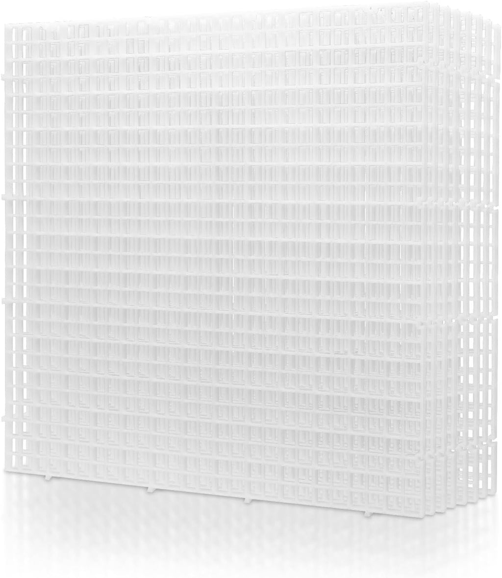 LINLAN 8 Pieces 11.8x11.8in (30X30cm) Aquarium Grid Plastic, Fish Tank Divider, Egg Crate for DIY Filtration and Bottom Protection in Aquascaping (White-No Accessories)