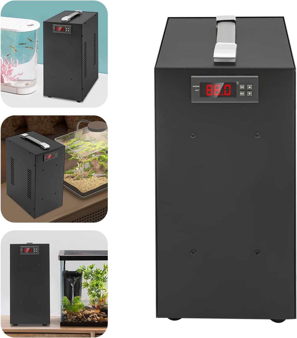 40L/10.57Gal Aquarium Chiller, 150W Aquarium Water Chiller with LCD Display, Fish Tank Water Chiller w/Quiet Design Refrigeration Compressor ＆ Water Tube for Coral Jellyfish (40L/10.57Gal)