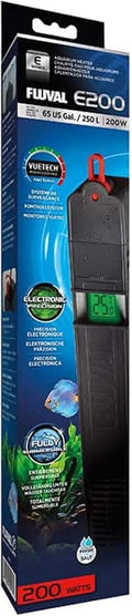 Fluval E200 Advanced Electronic Heater, 100-Watt Heater for Aquariums up to 65 Gal., A773,Black