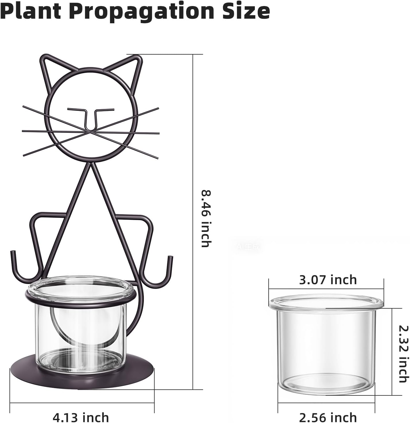 Marbrasse Plant Propagation Station, Cat Plant Terrarium with Metal Stand, Glass Planter Hydroponic Vase Birthday Gifts for Women Home Office Garden Decor Terrarium Supplies