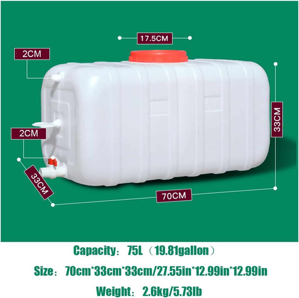 Food Grade Water Carrier 45L/75L/100L/200L Water Container Water Container with Faucet，Portable Water Storage Jug Perfect for Outdoors Camping Hiking Emergency(Size:75L/19.81gal)