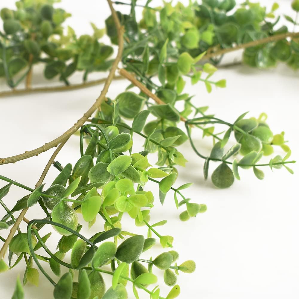 homEdge Artificial Boxwood Garland, 2 Packs 6 Ft Lifelike Greenery Vine Hanging Garland for Wedding Backdrop Arch Wall Decoration