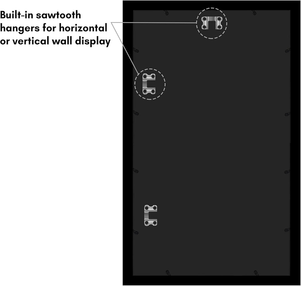 Americanflat 13x22 Picture Frame with Polished Plexiglass - Black Picture Frame - Wide Photo Frames Made of Engineered Wood for Vertical or Horizontal Wall Display - Epic Collection - Black