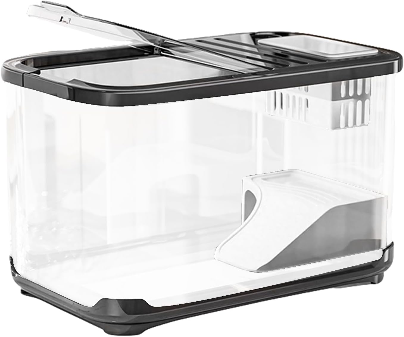 Fish Tank Kit – Starter Aquarium with Ventilated Lid, Stairs and Decor, Complete Aquatic Habitat | Suitable for Turtles Shrimp Plants Gravel Sand Saltwater Landscaping and Aquatic Life Display