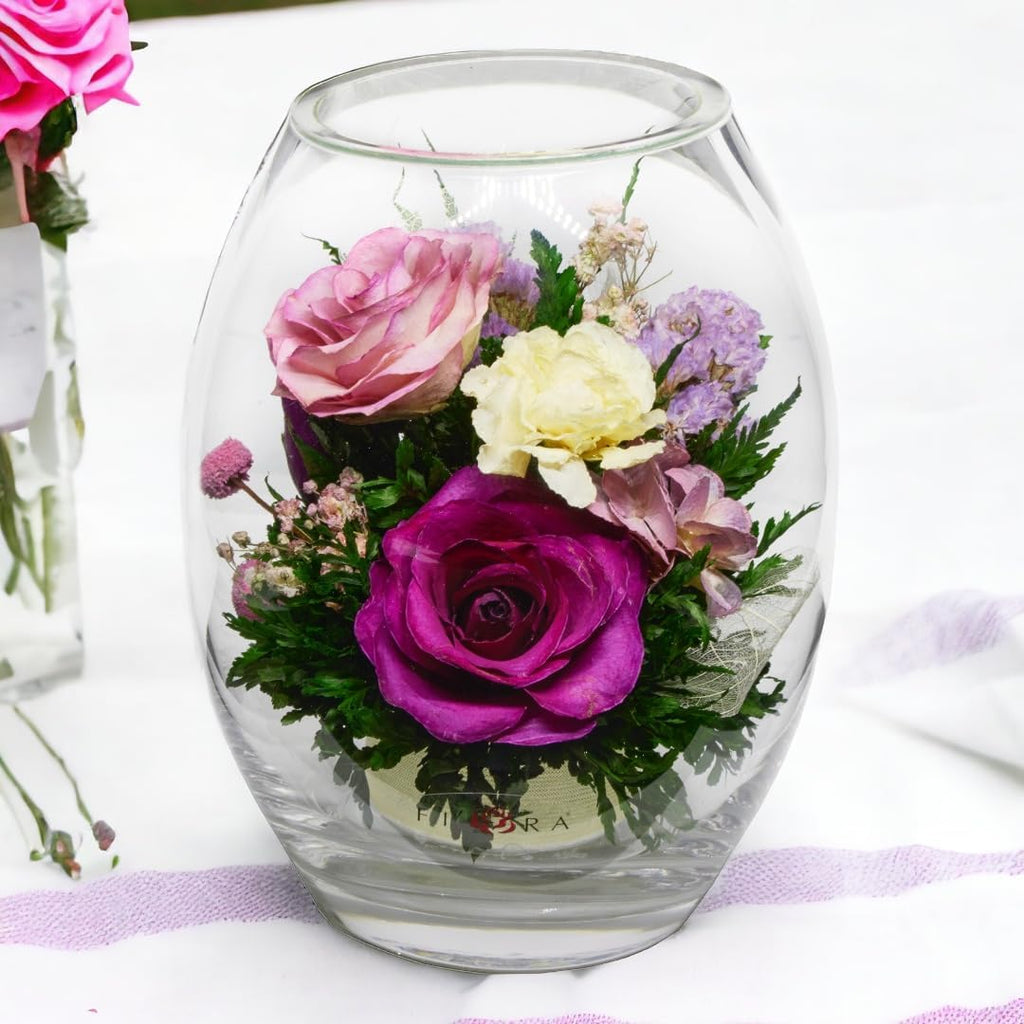 Fiora Flower | Long Lasting Real Roses in a Sealed Vase | Lasts up to 5 Years | Unique Present Gift