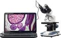 AmScope B120 Series Student & Professional LED Binocular Compound Microscope - 40X-2500X Magnification - Includes 1MP USB Camera & Siedentopf Head