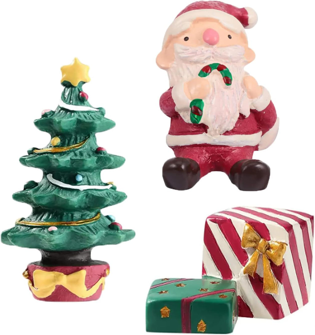 3 Pcs Christmas Aquarium Decoration - Cute Resin Ornament Fish Tank Decoration, Santa Christmas Tree Statue Supplies for Reptile House Cave Aquarium Xmas Decor