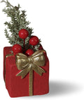 Mini Christmas Tree Tabletop Decorations, Artificial Xmas Tree Decor for Tables Red Berry ＆ Pine Branch with Snowman Base Christmas Table Decor for Winter Party Home Indoor Fireplace Mantel Decoration