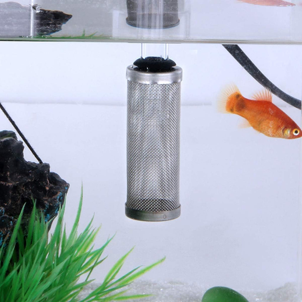 NACX 2Pcs Aquarium Fish/Shrimp Mesh Net Filter Guard，Fish Tank Intake Strainer Pre-Filter Cover Stainless Steel (11mm ID)