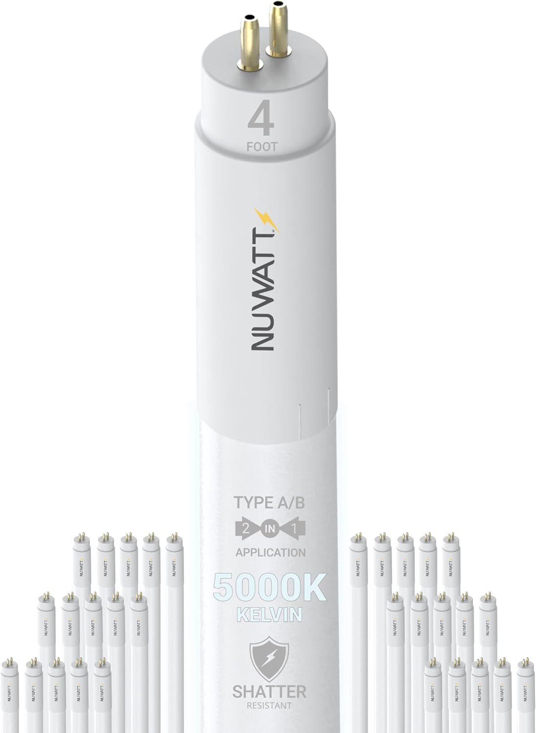 NUWATT 30 Pack, 4FT T5 LED Tube Lights Type A+B, Hybrid T5 LED Bulbs 5000K Daylight, High Brightness 3200LM 24W, Plug & Play or Ballast Bypass, Dual Ended Power, T5 Replacement for Fluorescent, UL, G5