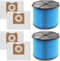 2 Pack VF3500 Filter Replacement for Ridgid Portable Vac 3-4.5 Gallon Wet Dry Vacuums + 4 Pack VF3501 Filter Bags (6 Pack)