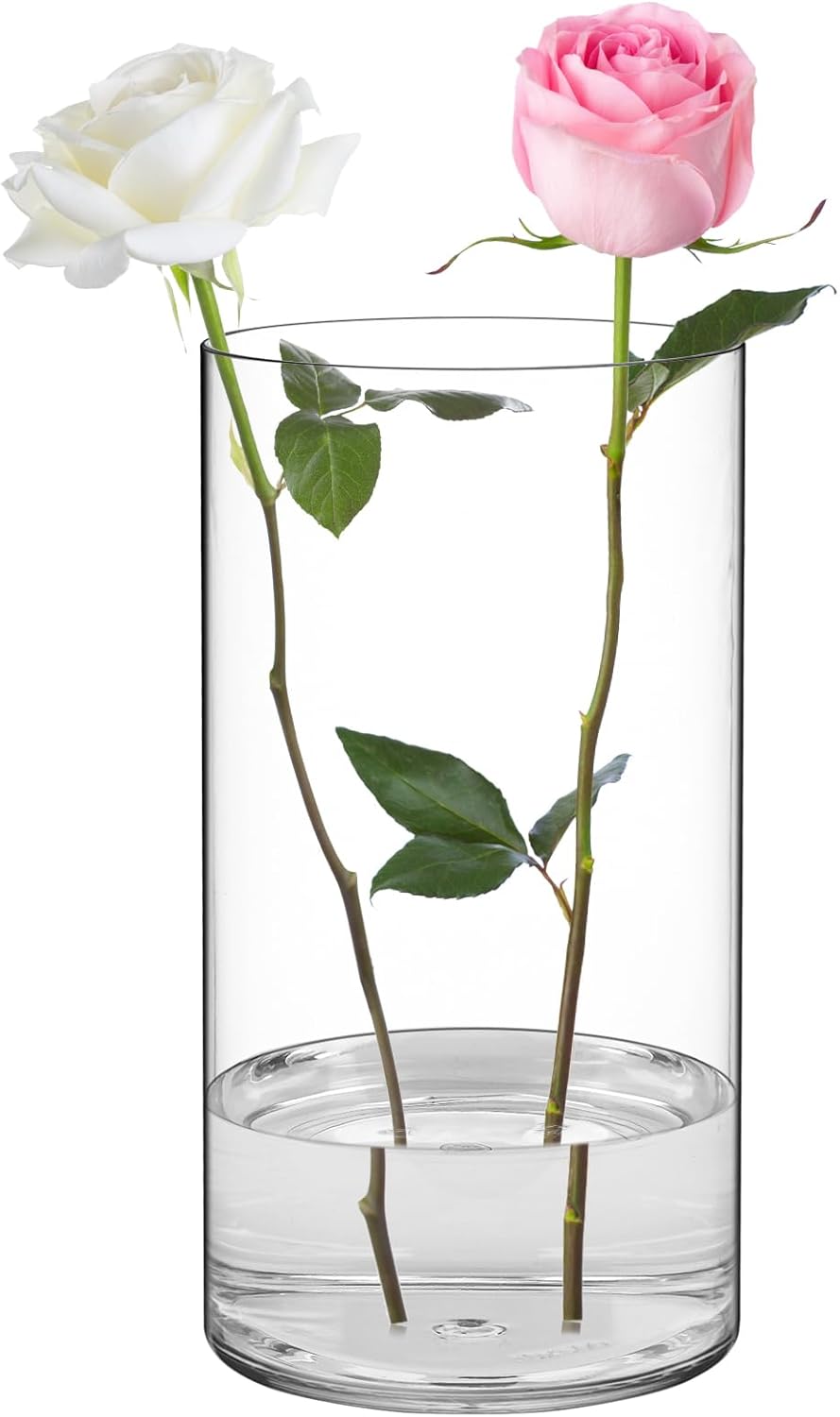 SUREAM Plastic Vases for Centerpieces, 9.8 Inch Tall Hurricane Candle Holder, Acrylic Containers for Organization, Clear Flower Vase for Wedding, Party, Dinners, Event, Home, Office Decoration