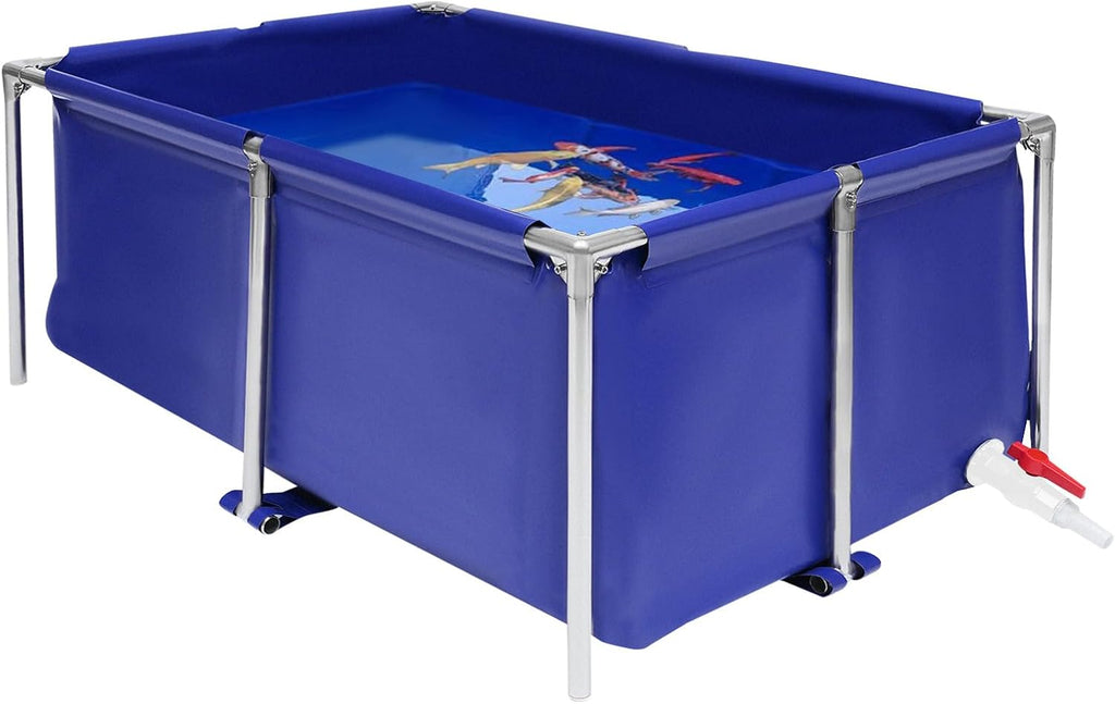 Canvas Fish Pond, Portable Above Ground Pond,Foldable Waterproof Coating Aquarium Fish Water Tank,Large Aquaculture Pool for Koi Breeding and Garden Irrigation Tank with Thickened Buckles Fixing