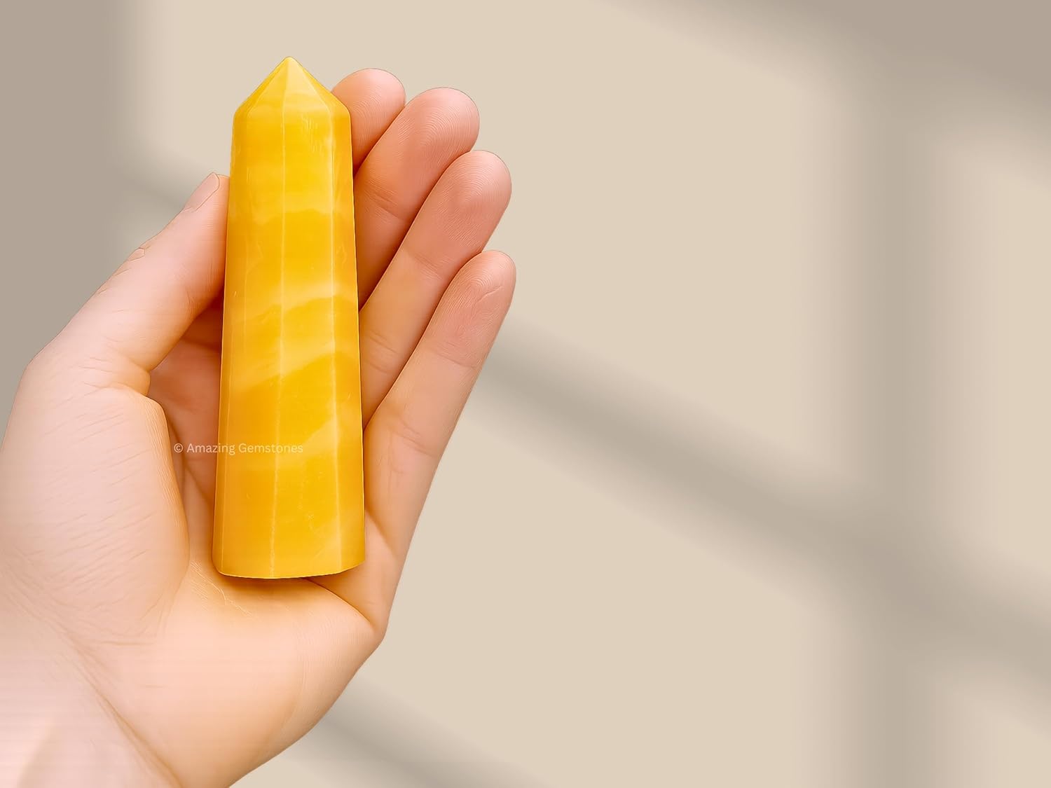 Yellow Calcite Crystal Towers ~ Natural Healing Crystal Point Obelisk for Reiki Healing and Crystal Grid (2" to 3" INCH)