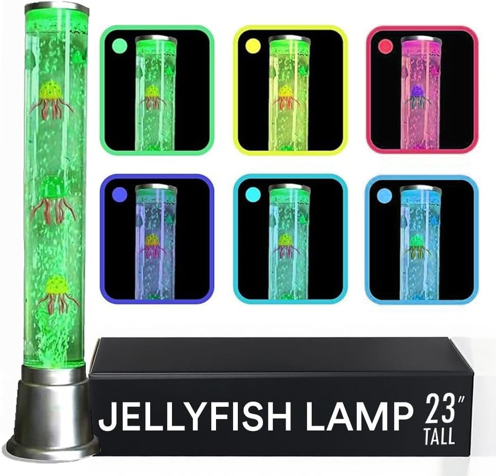 Jellyfish Lamp Bubble Lights with 6 LED Color Automatic Changing Night Light Moving Jelly Fish Aquarium - Sensory Tube Tower Table Desk Lava Lamp for Bedroom Home Decor Christmas Gifts 1.9FT