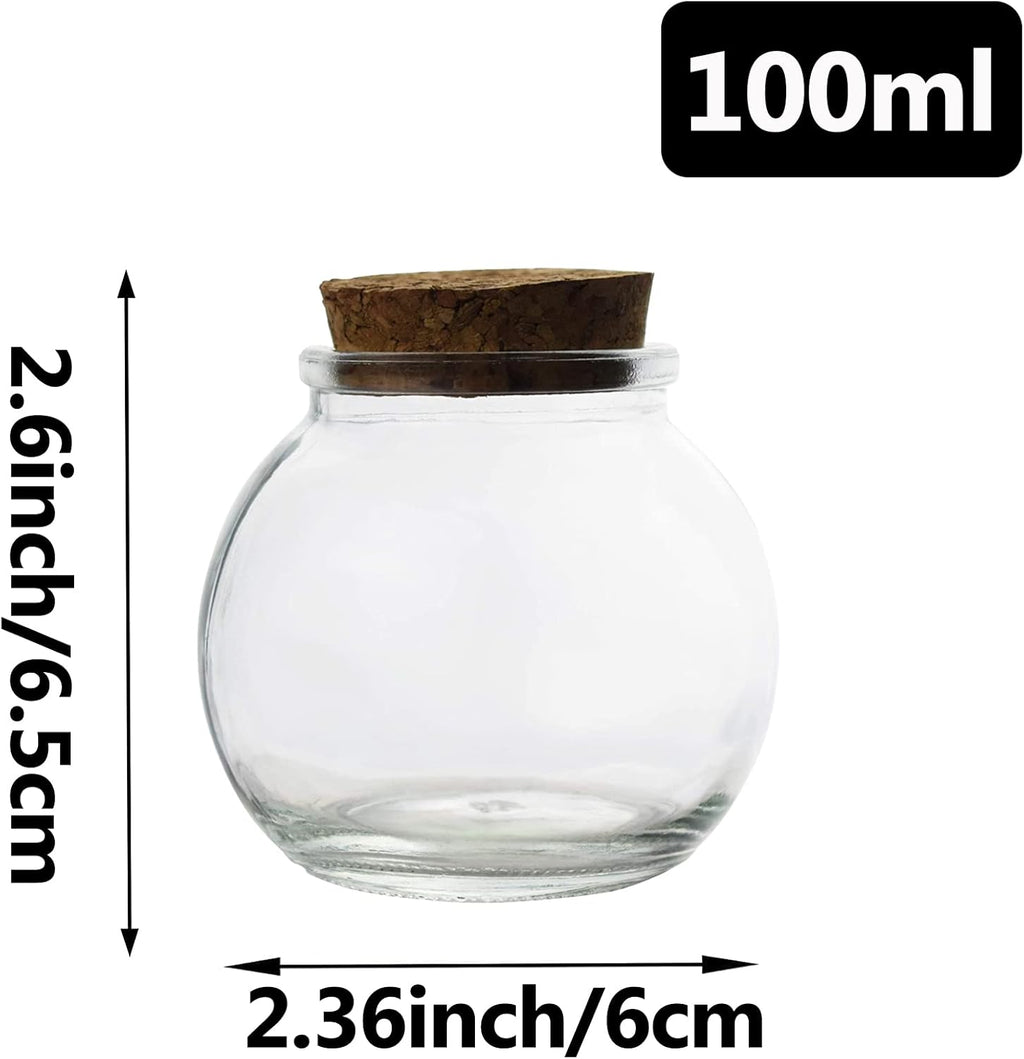 Clear Glass Bottle With Cork Stopper Assorted Shapes Bud Vases Jars Message Wish Bottle 1 Piece (Round Ball)