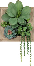 Artificial Succulent Wall Decor - Fake Hanging Succulents with Wood Plant Box, 3D Wooden Wall Decor Faux Hanging Plants Indoor Arrangement