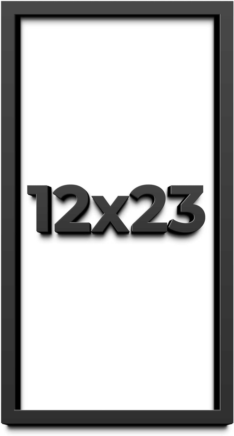 12x23 Shadow Box Frame Black | 1 Inch Deep Solid Wood Shadowbox Display Frame | UV Resistant Acrylic Plexiglass, Acid Free Backing, and Hanging Hardware | Dugan Picture Frame Style