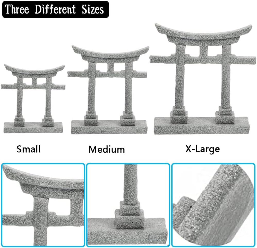 livelyfish Aquarium Decorations Asian Japanese Shinto Torii Gate Fish Tank Decorations Miniature Shrine Japan Style Ornament Underwater Landscape Decoration (X-Large)