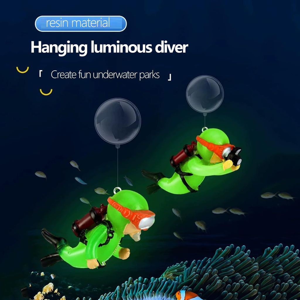 2pcs Luminous Floating Fish Decorations, Lovely Diver Fish Accessories, Suitable for All Kinds of Tanks
