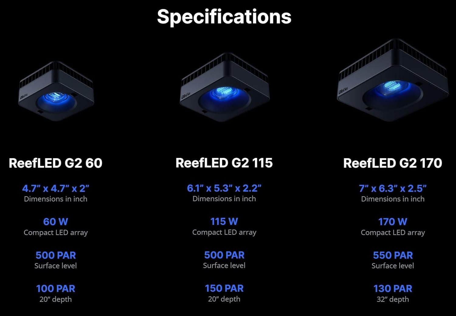 Red Sea ReefLED G2 60 Watt Saltwater Aquarium Light Reef | ReefBeat App Controlled for Fish Tank LED Lights for Corals Reef Marine