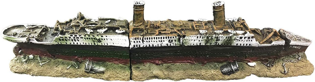 SLOCME Aquarium Titanic Shipwreck Decorations - Resin Material Ship Decorations，Fish Tank Sunken Ship Ornament Aquarium Environment Friendly Decorations
