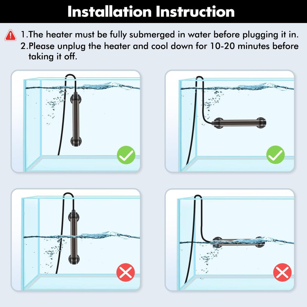 Orlushy 25W Submersible Small Fish Tank Heater with Free Thermometer, Preset Temperature 78℉ Aquarium Heater for 1-5 Gallon Freshwater & Saltwater Tank