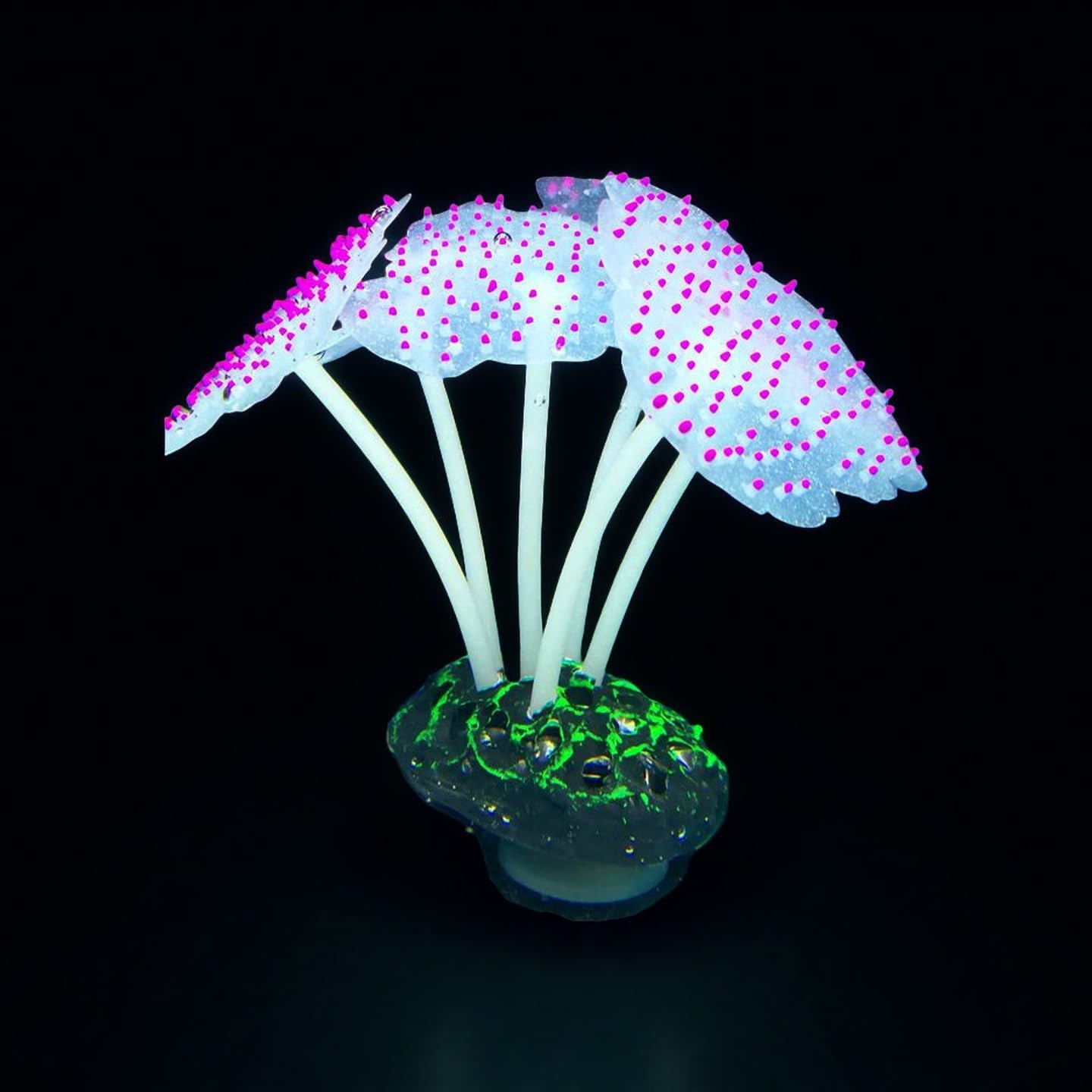 4-Pack Silicone Fluorescent Aquarium Plants & Decor - Realistic Jellyfish, Mushrooms for All Fish Tanks, Essential Decorations