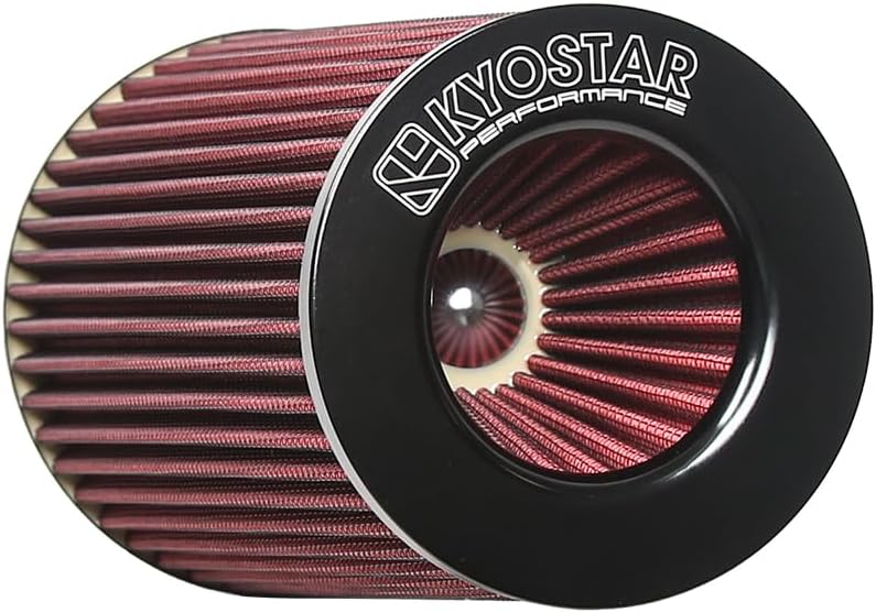 3/3.5/4inch Inlet Cold Air Intake Cone Replacement Performance Washable High Flow Dry Air Filter (RED)