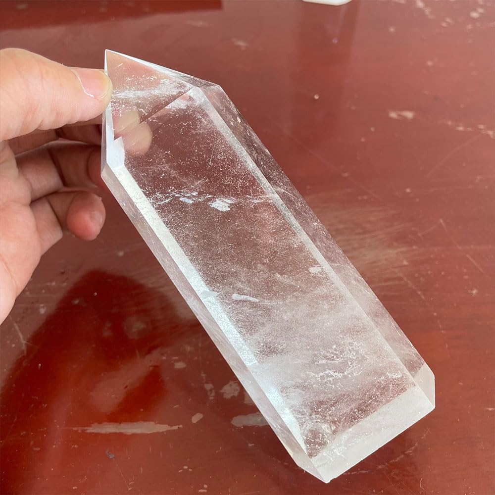 Big Natural Crystal Large Clear Quartz Point Lemurian Seed Crystal Healing Obelisk Home Decor (5-6inch)
