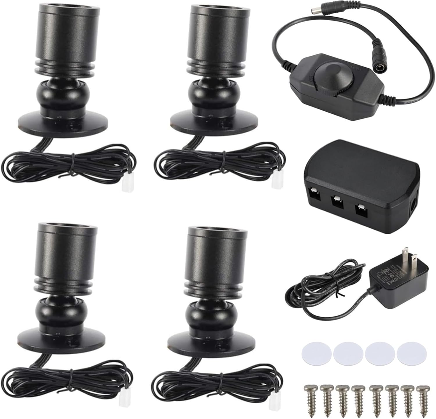 YaeCCC Dimmable LED Mini Spotlight Jewelry Showcase Display Lights Black Shell Surface Mount (Pack-4,Daylight 6400k)