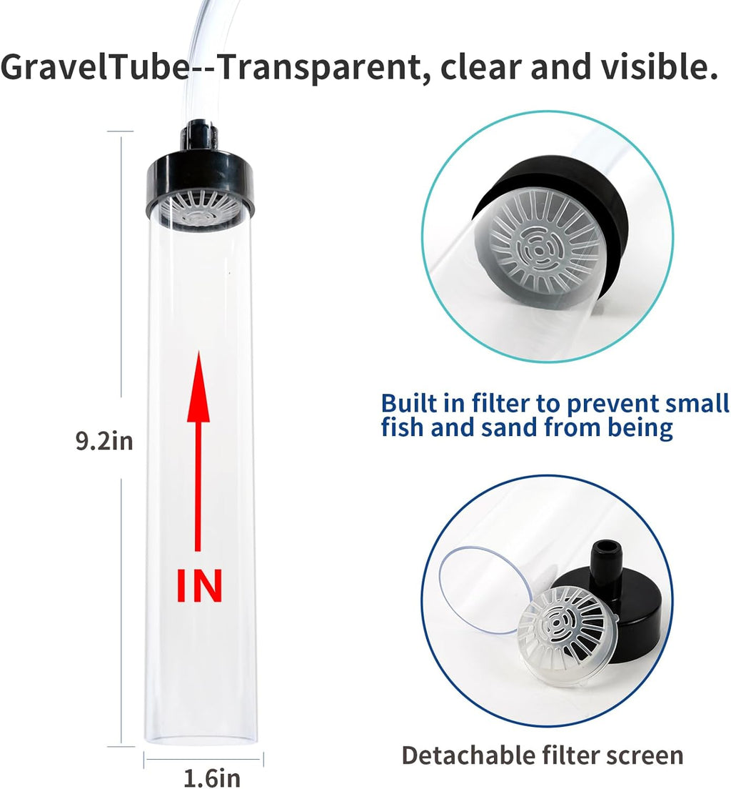 7ft Aquarium Gravel Vacuum Cleaner, Fish Tank Water Changer, Hand Pump Siphon