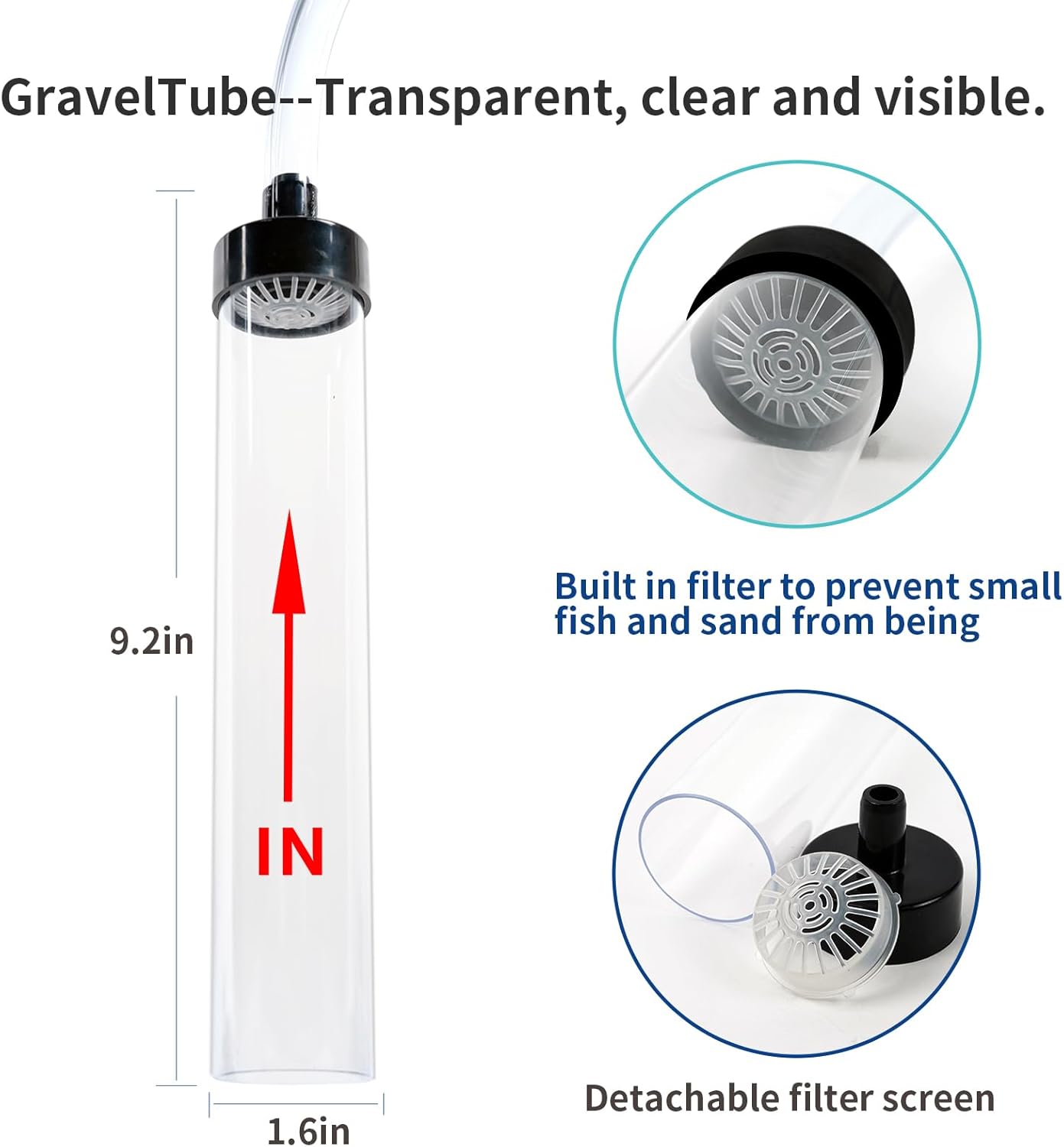 7ft Aquarium Gravel Vacuum Cleaner, Fish Tank Water Changer, Hand Pump Siphon