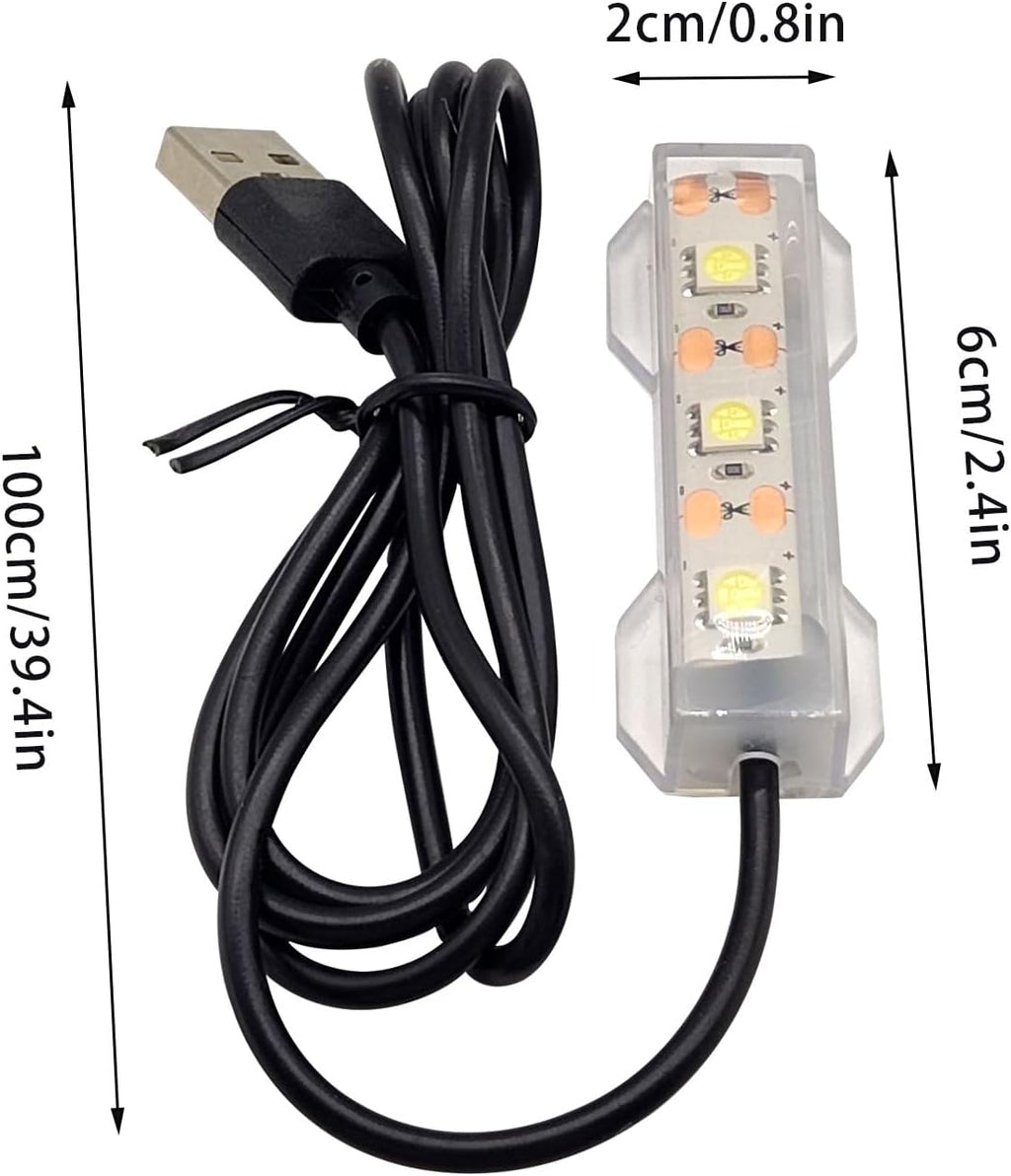 Flylin 4PCs 5V USB Aquarium Light, Smal Decoration LED Lighting Lamp, Aquarium Water Plant Light for Desktop Fish Tank Indoor Water Garden (White)