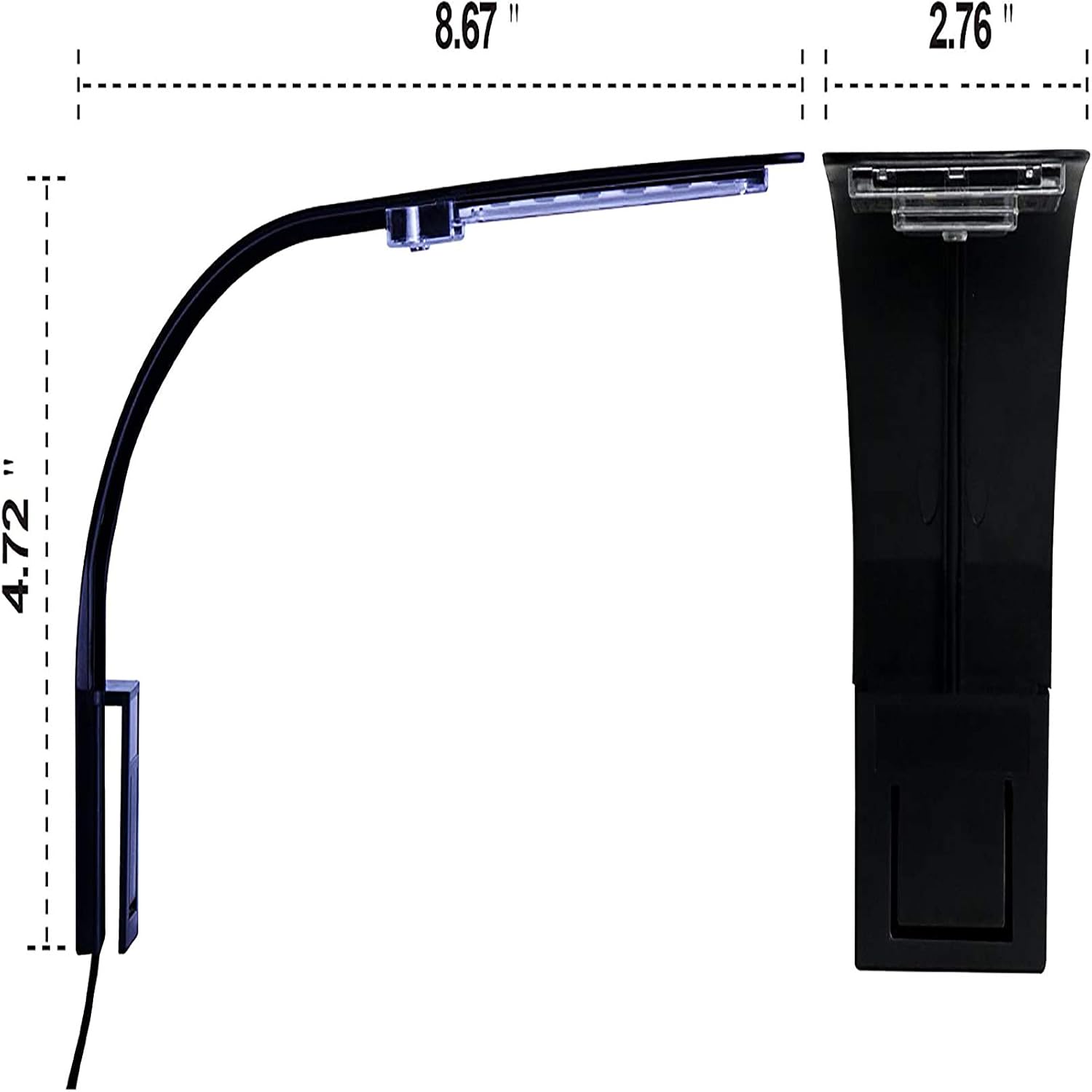 10W Super Slim Aquarium Fish Tank 5730 LED Light Clip-on Lamp Aquatic Plant Lighting (Black Body White+Blue Light)