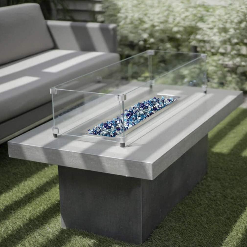Stanbroil 10-Pound Blended Fire Glass - 1/2 inch Diamonds, Cobalt Blue, Crystal Ice, Caribbean Blue Luster for Indoor & Outdoor Gas Fire Pits & Fireplaces