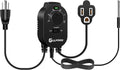 1 Pcs Thermostat Outlet for Heater, Temperature Controller Outlet with 4.9FT Power Cord, Heating and Cooling Thermostat Outlet with Temperature Probe for Space Heater, Greenhouse Fan (Black)