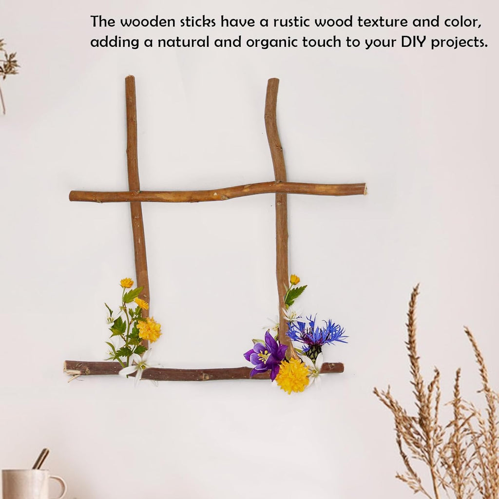 50Pcs Natural Twigs, Driftwood Branches, Unfinished Timber Rods for Model Making, Home Decor & Art Supplies (Brown 20CM)