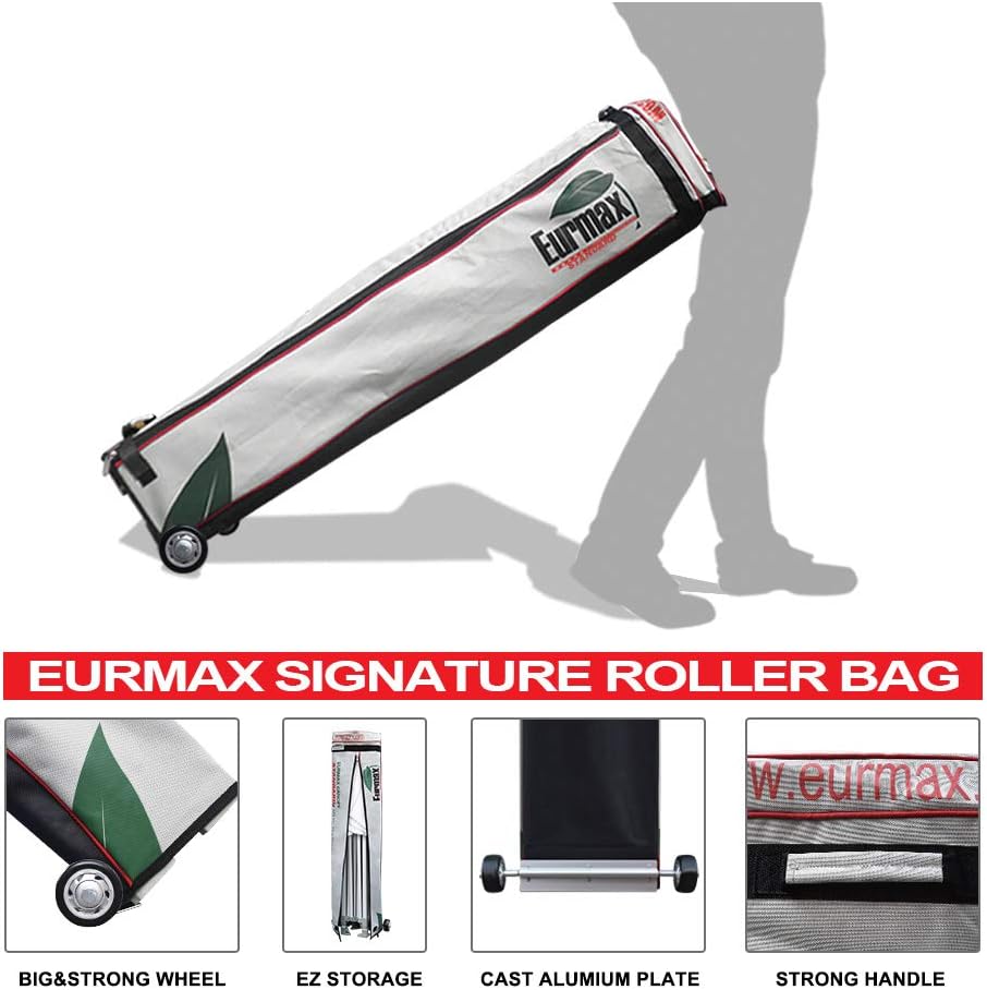 Eurmax USA 10'x15' Pop Up Canopy Tent Commercial Instant Canopies with Heavy Duty Roller Bag,Bonus 4 Sand Weights Bags (Blue)